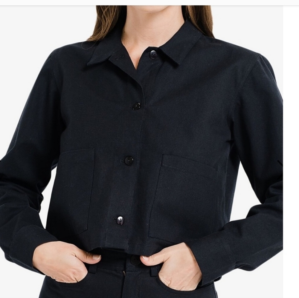 Laude the Label cropped chore jacket blazer size xl organic cotton black
